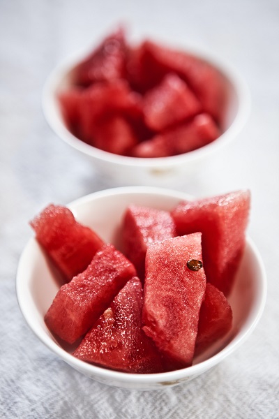 Two bowls of cut up red watermelon; representing what some people may choose in selective eating in autism.